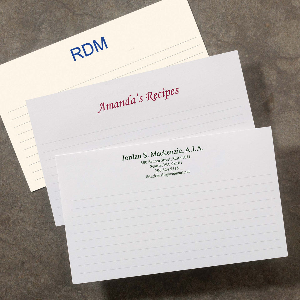 250 Personalized 3 x 5 Cards, Horizontal Ruled
