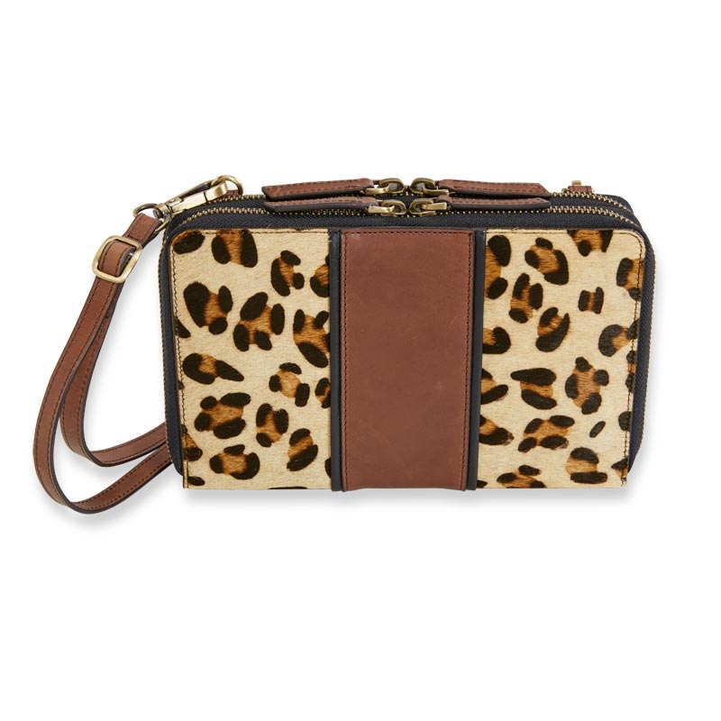 Leopard Convertible Clutch - Brown - by Levenger