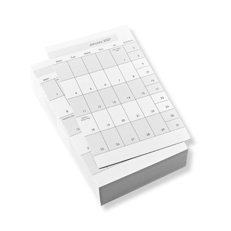 2027 Weekly and Monthly 3 x 5 Calendar Cards (set of 76)