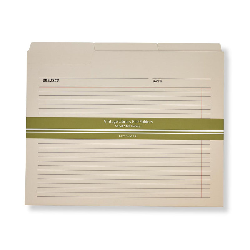 Vintage Library File Folders (set of 6)