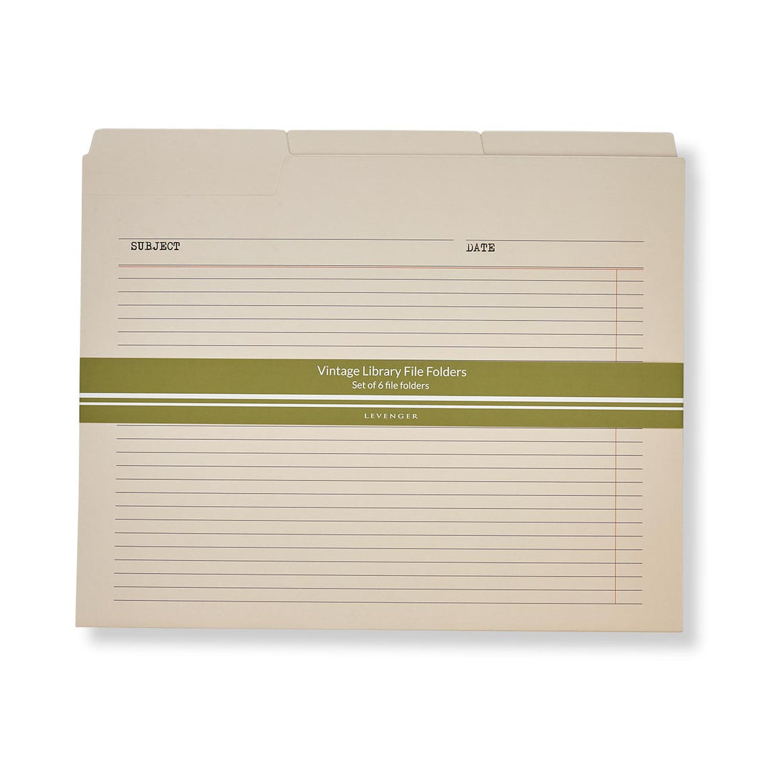 Vintage Library File Folders (set of 6)