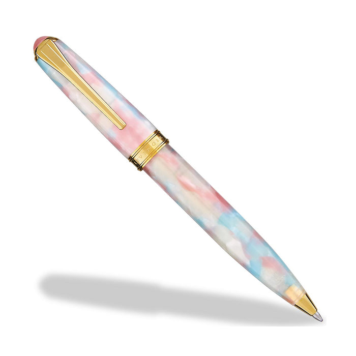 Pastel marbled True Writer Classic Faerie Tale pen with a gold clip and cap band