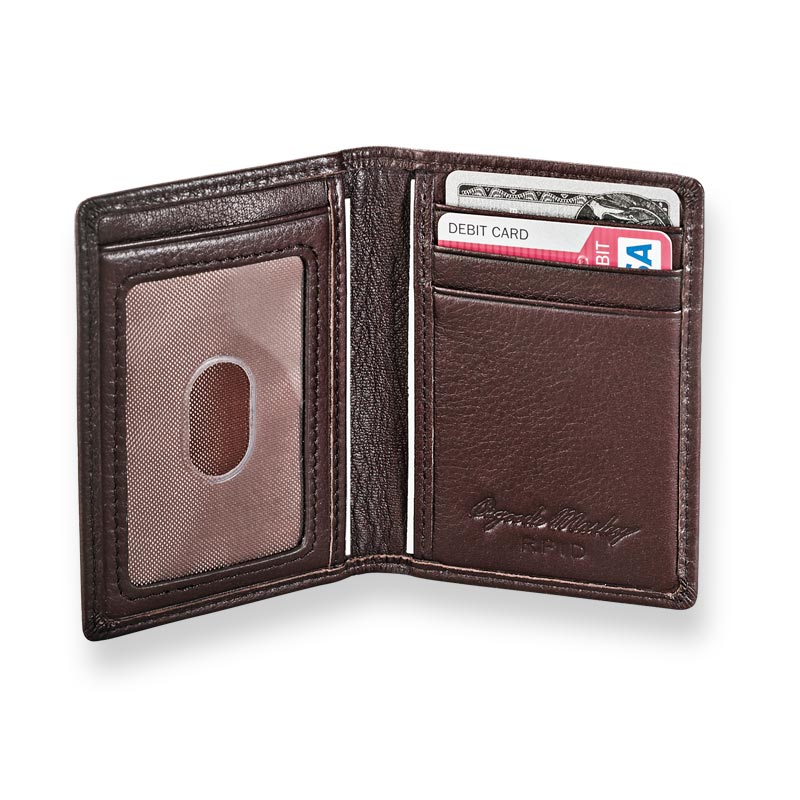 Men's Genuine Leather Card Wallet - RFID Blocking Slim Front Pocket ID Credit Card Holder