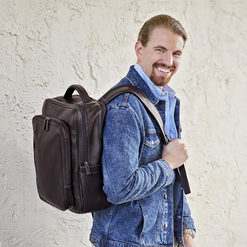 brown leather jacket man with backpack Bomber Jacket Utility Backpack | Brown