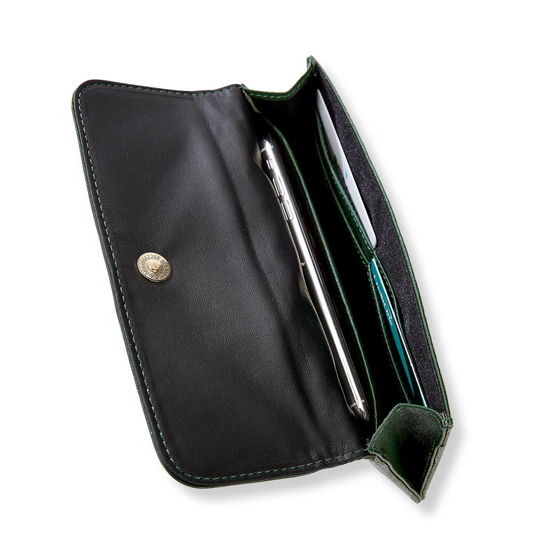 Green and Black Color Blocking Accordion Leather Crossbody Bags