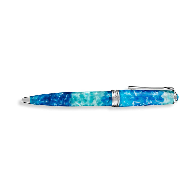 JAGS Feather Ball Point Pen - Silver Pen with Blue Feather - Pen