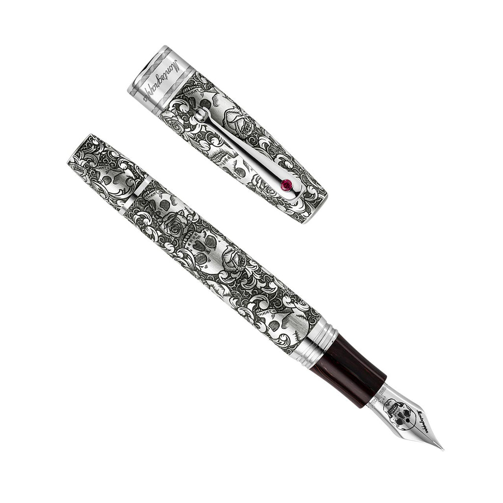 Levenger Montegrappa Skulls & Roses Fountain Pen Made in Italy